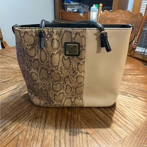 Anne Klein Beige and Animal Print Tote